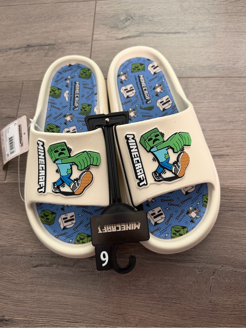 Youth Minecraft Slides Sandals Size 6